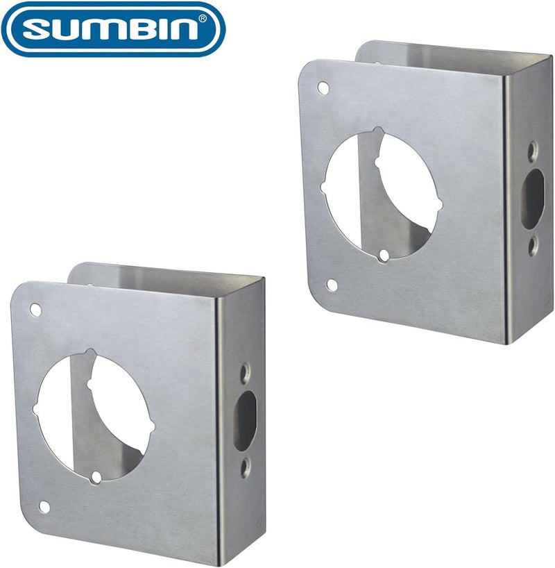 SUMBIN Door Guard Reinforcer 1-3/4" Door Thick with 2-3/8" Backset, 2-1/8" Bore Door Guard in Stainless Steel Finish 2PCS - Image 2